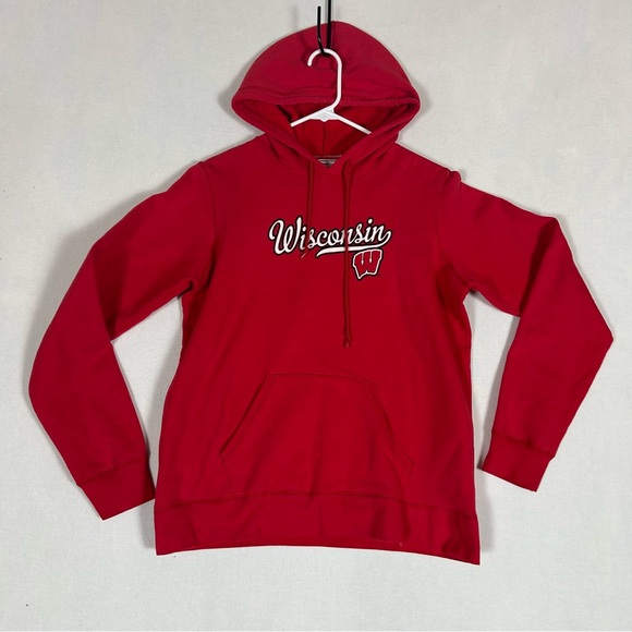American Sportswear Wisconsin Badgers Hoodie Youth L Large Red Vintage Pullover - Picture 1 of 9